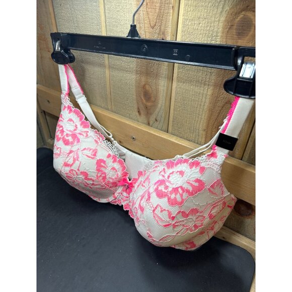 Victorias Secret Body Lined Perfect Coverage Bra 40DD White Pink Lace NWT - Picture 2 of 7